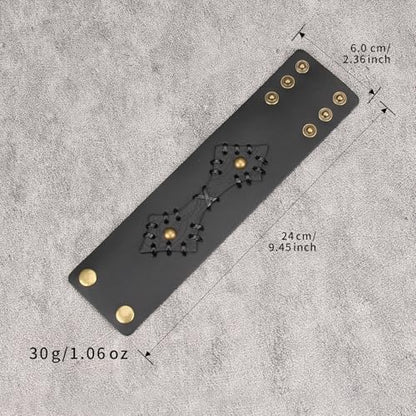 Jeilwiy Punk Rock Gothic Black Rivet Leather Spiked Necklace Collar Neckband Leather Choker Necklace for Women Mom Gifts Adjustable - color: 07 Leather Cuff Bracelet Black
