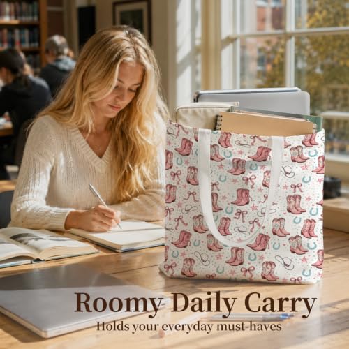 Western Cowgirl Canvas Tote Bag Cowgirl Gifts - color: Western Cowboy Theme 7