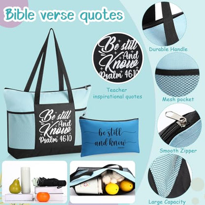 Shinylin 7 Pcs Christian Gift Set for Women Biblical Gifts Women Inspirational Presents Xmas Party Suit - color: Blue