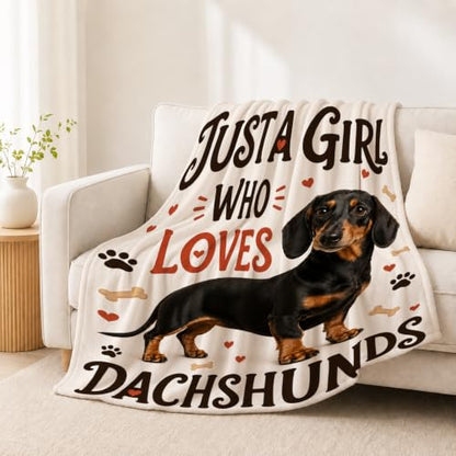 Dachshund Throw Blanket Just A Girl Who Loves Dachshunds Gifts 60''X80'' - color: Dachshund, size: 60''x80''
