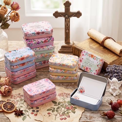 Rtteri 12 Pcs Prayer Boxes with Cards Christian Women Gifts, Bright Floral - style: Bright Floral
