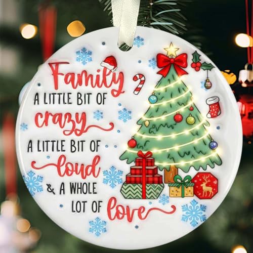Family Christmas Ornament 2026 - Christmas Family Decor Gifts for Mom, Dad, Daughter, Son, Husband and Wife, Grandma, Grandpa Gift Ideas - Christmas Tree Decoration Ceramic Ornament - color: Family Ornament 2025