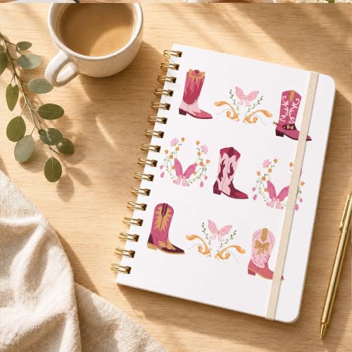 Cowgirl Lined Spiral Notebook, Pretty Hardcover Journal 6'' x 8.4'', Pink Western Notebook for Women, Work, Writing, Note Taking Gift - color: cowgirl