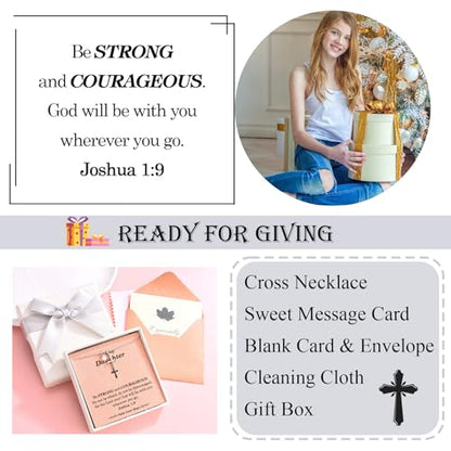 Cross Necklace for Girls Kids Christian Catholic Religious Gifts - color: Daughter