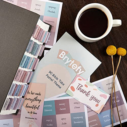 Pastel Bible Tabs, Laminated Bible Tabs for Women, Bible Journaling Supplies, Bible Book Tabs, Christian Gift, 90 Bible Tabs Old and New Testament, Includes 24 Blank Tabs - color: Pastel