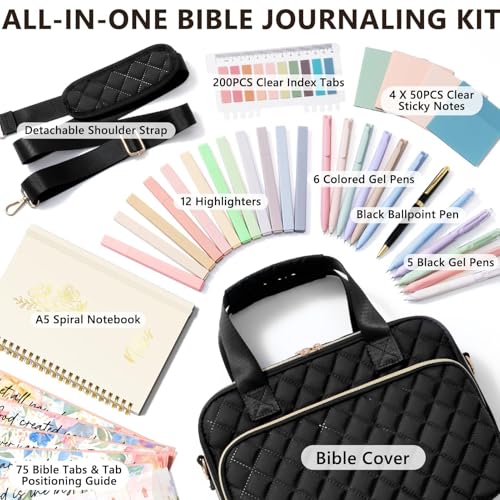 Bible Cover Case for Women, Bible Tote Bag w/Study Supplies Journaling Kit