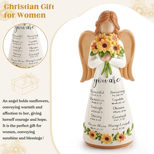 Sunflower Gift for Women,Christian Birthday Gift, Religious Angel Figurines - color: White-sunflowers