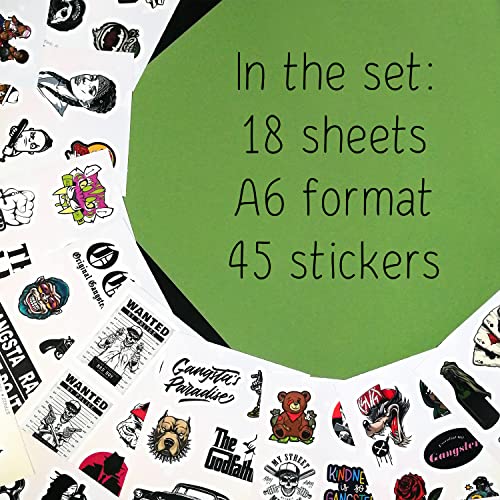 100Pcs Gangster Stickers, Gangster Decals, Skull Stickers, Mafia Laptop Decals, Gifts for Women & Men - color: Gangster Stickers