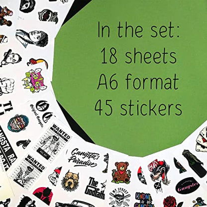 100Pcs Gangster Stickers, Gangster Decals, Skull Stickers, Mafia Laptop Decals, Gifts for Women & Men - color: Gangster Stickers