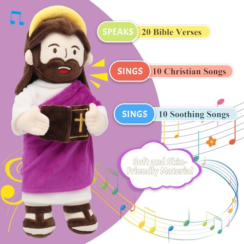 Yelakey Speaking Jesus Plush Doll 13.4",Religious Gift for Kids - color: Purple