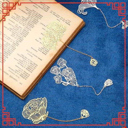 Geiserailie 12 Pcs Metal Bookmarks for Women with Chain