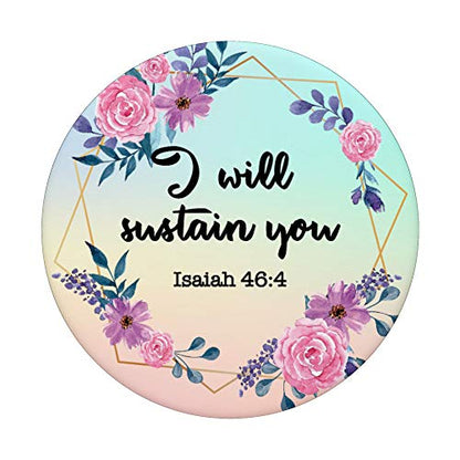 SweetPockets Cute Floral Christian Bible Verse Gril Gift Isaiah 46:4 Phone Grip