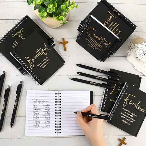 Kosiz 12 Sets Christian Gifts Bulk Prayer Journals Pens, Black - color: Black