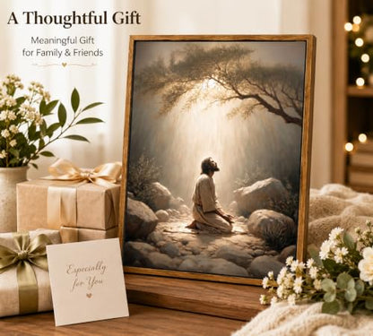 Framed Jesus Prayers Canvas Wall Art, God Divine Mercy Painting, 24x36in - color: Framed Jesus Prayers, size: 24x36in
