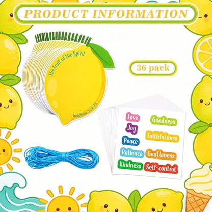 Gueevin 36 Sets Religious Fruit of the Spirit Sign Craft Kit Christian Cards with Stickers Inspirational Crafts for Sunday Events Crafting DIY Activities Church Events Religious Education