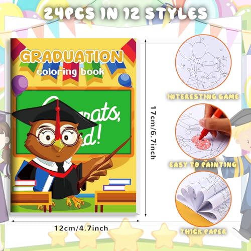 BenLouis 24 Graduation Coloring Books with 24 Crayons for Kids Bulk - style: Graduation