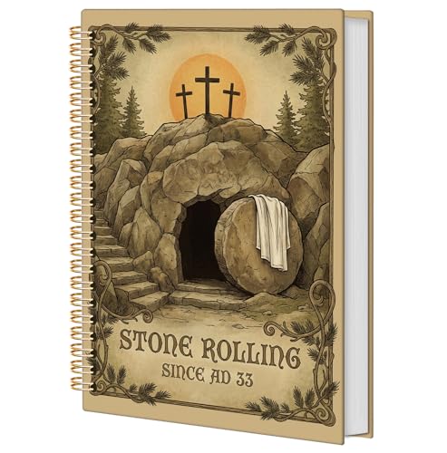 BNHJKFQZ Resurrection Christian Spiral Journal Notebook for Women Men, He Is Risen Hardcover Notebook for Work Note Taking, Vintage Empty Tomb Religious Prayer Journals for Writing - color: Bible-hole