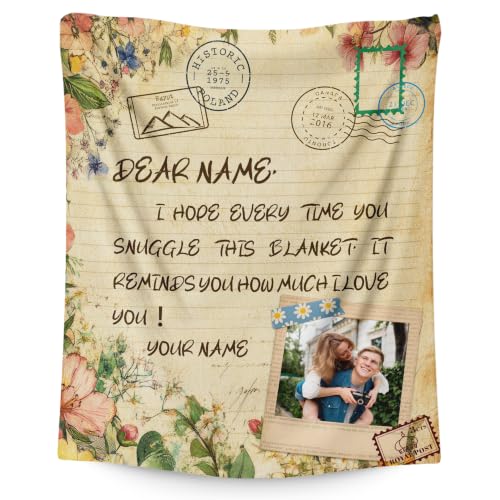 Personalized Blanket Gift for Wife, Custom Photo Living Room Throws - color: Green