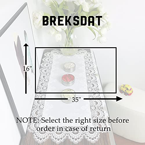 Lace Tablecloth Rectangle Fabric Washable Off White 16x35inch - color: H17176-white-1, size: 16*35