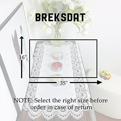 Lace Tablecloth Rectangle Fabric Washable Off White 16x35inch - color: H17176-white-1, size: 16*35