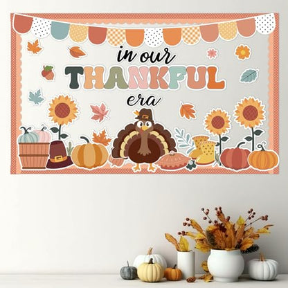 ojustbeok Fall Turkey Bulletin Board Set Thankful Era Classroom Decor - style: Thanksgiving Turkey
