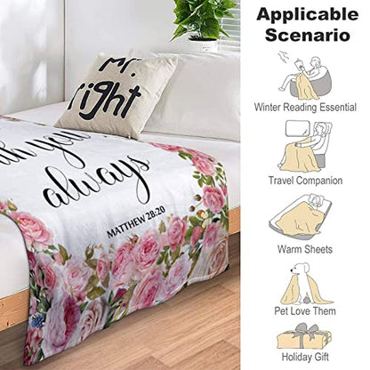 Christian Blanket Inspirational Thoughts Throw Blanket Bible Verse Prayers Get Well Soon Blankets Soft Lightweight Flannel Blanket 80"x60" - size: 80"x60"