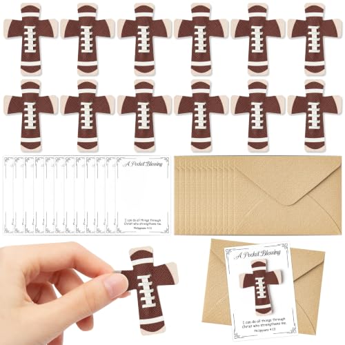 EYxsaxenk Leather Football Cross Edition Mini Blessing Cross Pocket Hug Set - color: Football 12set
