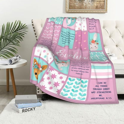 Personalized Baby Blankets with Name Christian Gift for Baby - color: Design04