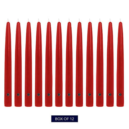 Colonial Candle Unscented Taper Candle, Handipt Collection, Red, 12 In, Pack of 12 - Up to 10 Hours Burn - color: Red, size: 12 In, style: Handipt