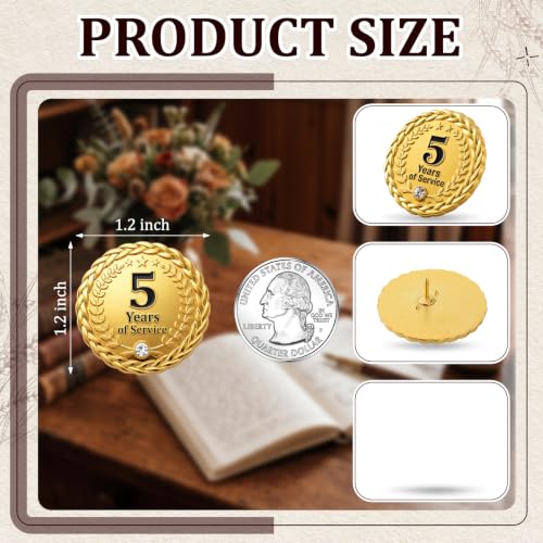 MTLEE 30 Pcs 5 10 Years Service Pin,Gold Enamel Lapel Pin, 1.2 in - style: 5 Year