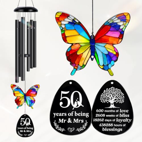 50th Anniversary Wind Chime Gifts, Happy 50th Wedding Jubilee Gifts - color: 50th Anniversary Timeline Gift