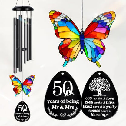 50th Anniversary Wind Chime Gifts, Happy 50th Wedding Jubilee Gifts - color: 50th Anniversary Timeline Gift