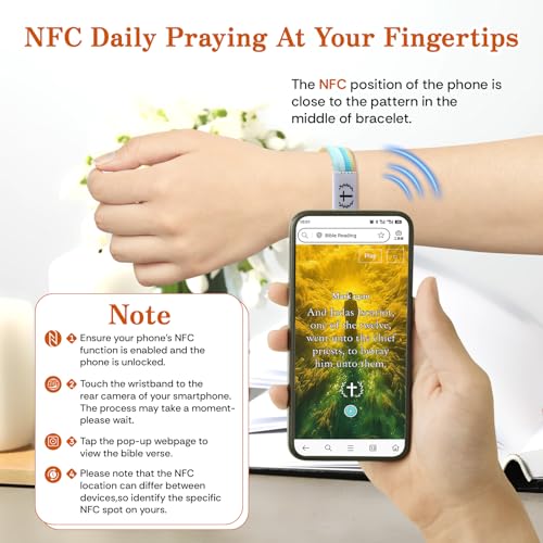 12PCS Bible Verse Bracelets Jesus Christian Bracelet with NFC Elastic Wearable Scripture Bracelets Bulk Inspirational Bibles Religious Jewelry Easter Gifts for Teens Women Men Tap to Pray Bracelet