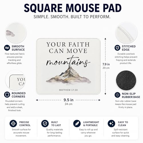 QIYUHOY Christian Mouse Pad, 9.5x7.9 Inch - color: your faith can move mountains