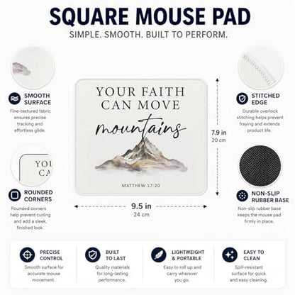 QIYUHOY Christian Mouse Pad, 9.5x7.9 Inch - color: your faith can move mountains