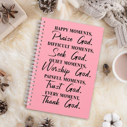JOHSBYD 2Pcs Christian Spiral Notebook – Bible Verse Journal for Women - color: 2pcs Moments Pink
