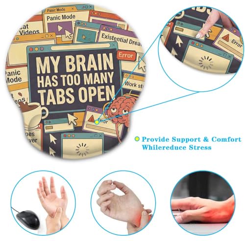 Britimes Ergonomic Mouse Pad with Wrist Support, Retro Web - color: Colorful Funny Computer