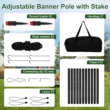 6.5FT Outdoor Banner Stand ,Adjustable Banner Pole with 2 Stakes