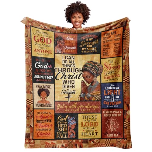 Christian Gifts for Women, Inspirational Bible Verse Throw Blanket 60"X50" - size: 60"X50"