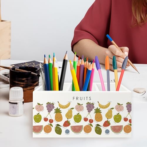 Boho Classroom Pen Pencil Holder Organizer for Desk, Fruits Educational Wooden Box Signs Decorations for Kids Boys Girls Room Bedroom Classroom Bedroom Desk Tabletop, Kids Room Decor - color: Color35
