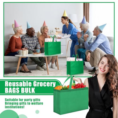 Windyun 100 Pcs Reusable Grocery Bags Large Shopping Tote Bulk, Green - color: Green