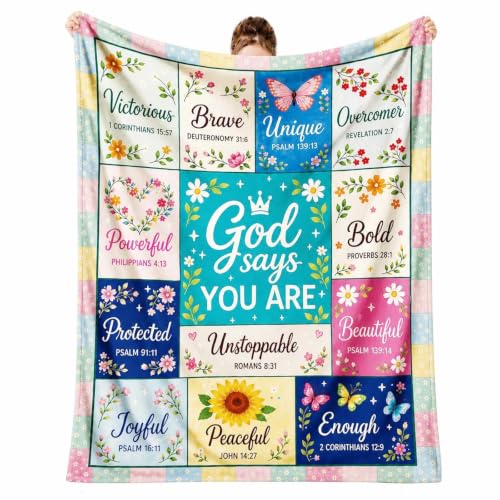 Christian Faith Blanket 50×60in God Says You Are Bible Verse Throw Blanket - color: Christian Blanket-05