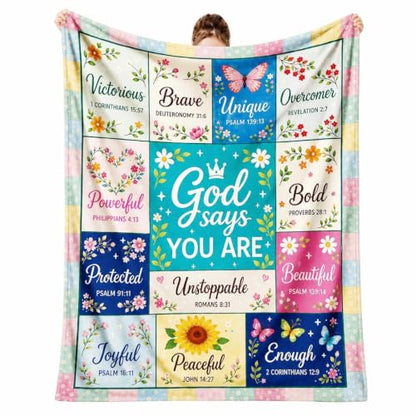 Christian Faith Blanket 50×60in God Says You Are Bible Verse Throw Blanket - color: Christian Blanket-05
