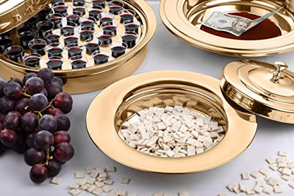(Offering Plate Red) Premium Gold Stainless Steel Offering Plates for Church | Offering Trays | Church Collection Plate | Church Offering Plates - color: Offering Plate Red