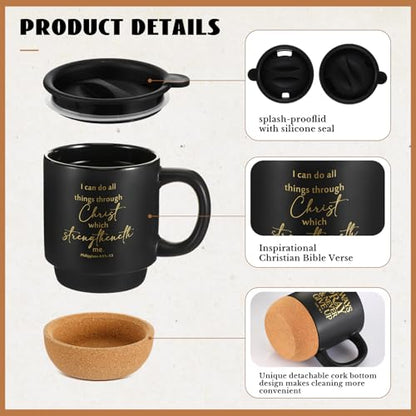 FillTouch 12 Pcs Christian Gifts Coffee Mugs Bulk,Black,Classics - color: Black, size: Classics