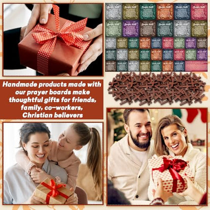 Fanfanwin 38 Sets Prayer Quilt Squares with Crosses, Retro, Brown - color: Brown, style: Retro