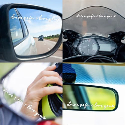 Drive Safe I Love You Mirror Stickers, 3Pcs Car Decals for Women(White) - color: White Drive Safe I Love You