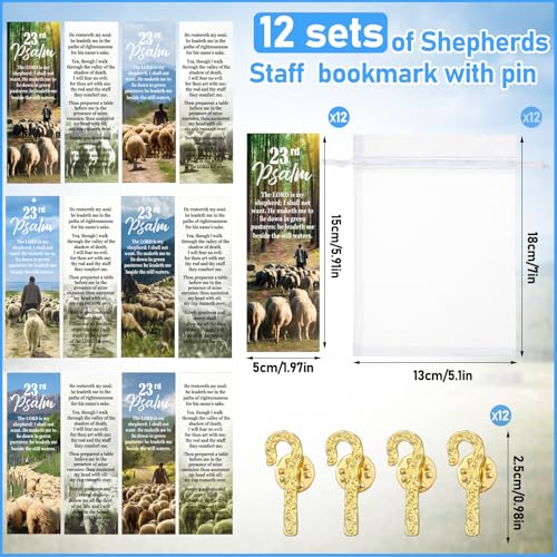 Supervitae 12 Sets Shepherd's Staff Pin 23rd Psalm Bookmark Christmas Gift - style: Shepherd's Staff