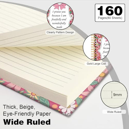I Praise You Because I am Fearfully and Wonderfully Made Spiral Notebook, Coquette Floral Christian Notebook for Women Girls, Pink Bow School Supplies, Preppy Bible Gifts for Coquette Bow Lover - style: I Praise