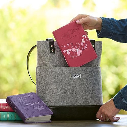 KJV Holy Bible, Compact Large Print Vegan Leather Red Letter Edition - Ribbon Marker, King James Version, Floral Dusty Taupe, Zipper Closure (KJV Compact LP Editions)